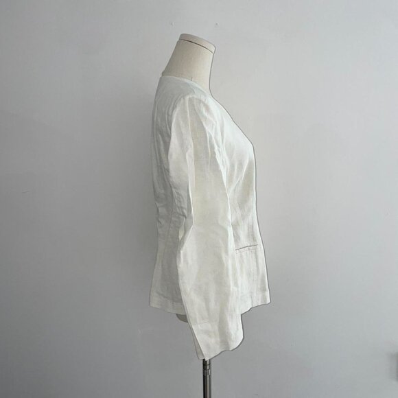 Banana Republic White Linen Blend  Blazer |  Womens Size 6 Small/ Medium - Picture 2 of 6